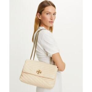 Tory Burch Kira Medium Chevron Shoulder Bag in Cream